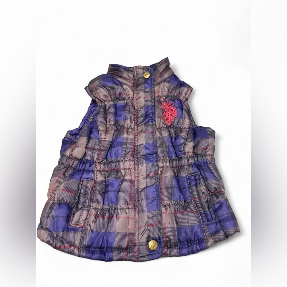 U.S. Polo Assn. Kids Plaid Vest - Purple and pink